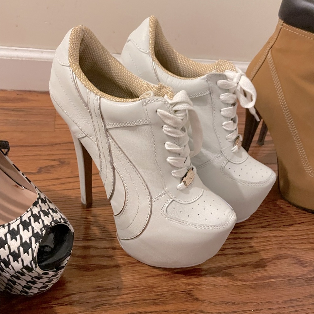 High heel white shoes